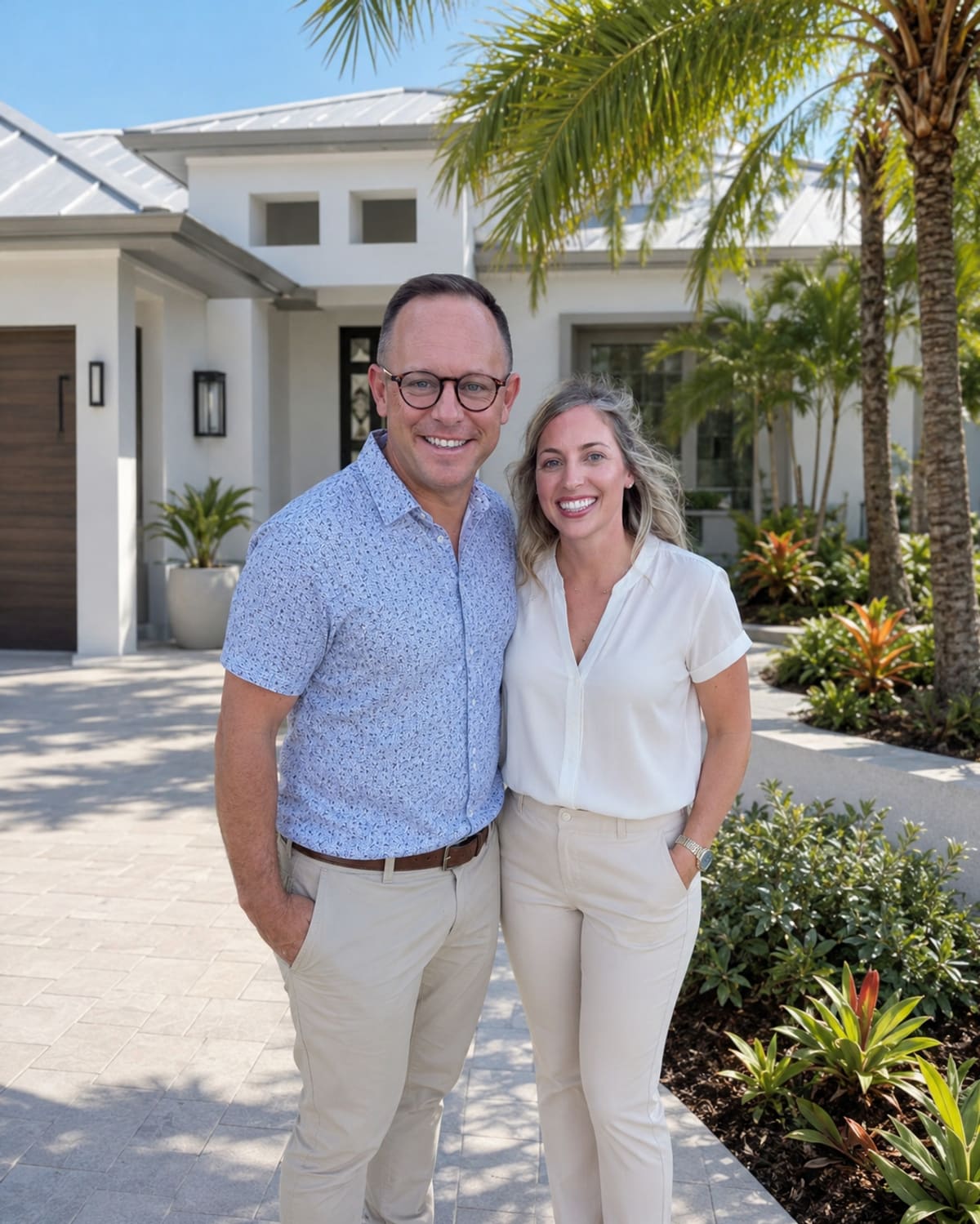 Brit and Kelly outside a Southwest Florida home